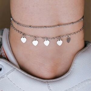 3/&30 🤍2pc Heart Charm Anklet